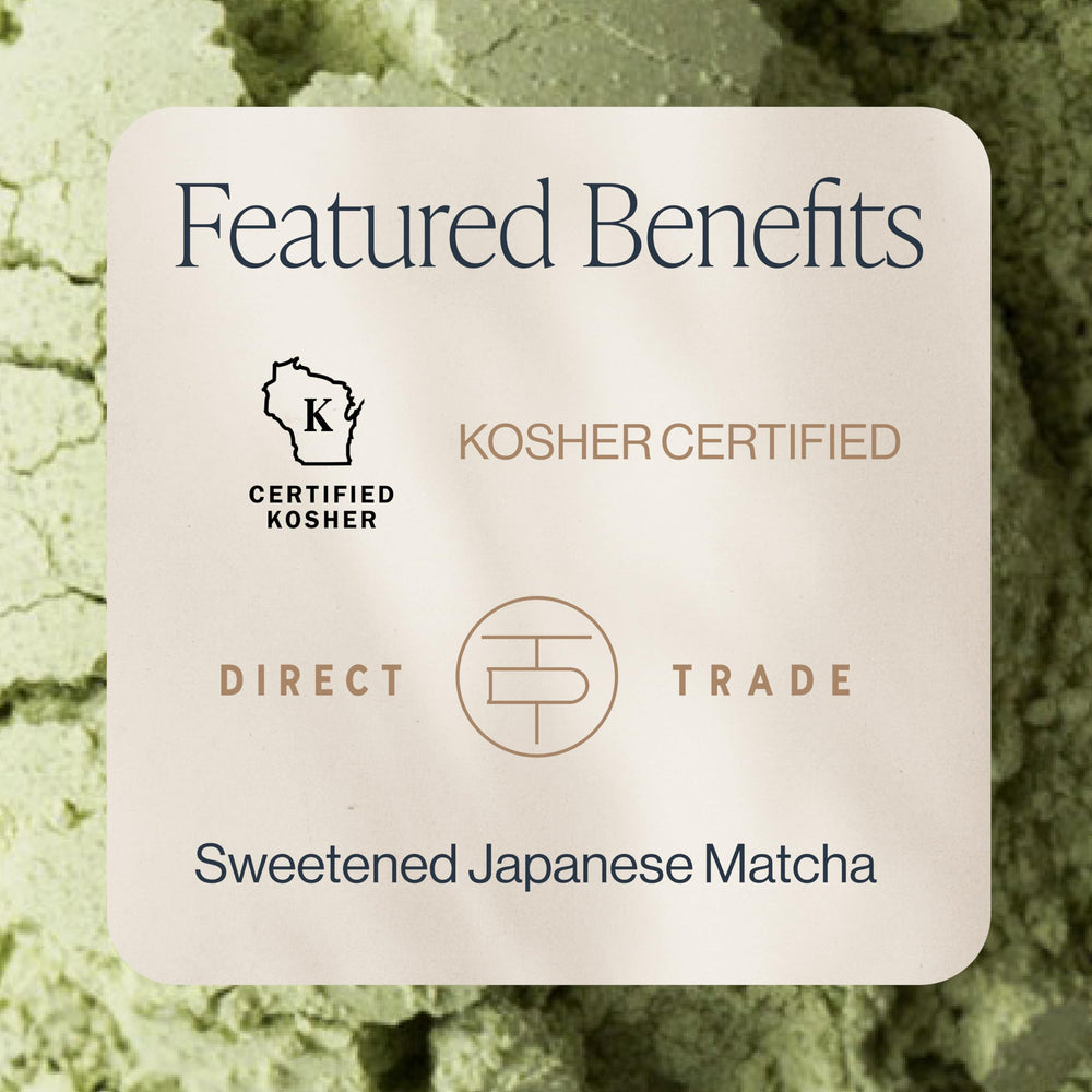 Rishi Tea Sweet Matcha hot latte scene with creamy foam