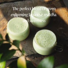 Rishi Tea Sweet Matcha powder close-up showing vibrant green texture