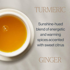 Rishi Tea Turmeric Ginger iced tea pour showcasing refreshing citrus notes.