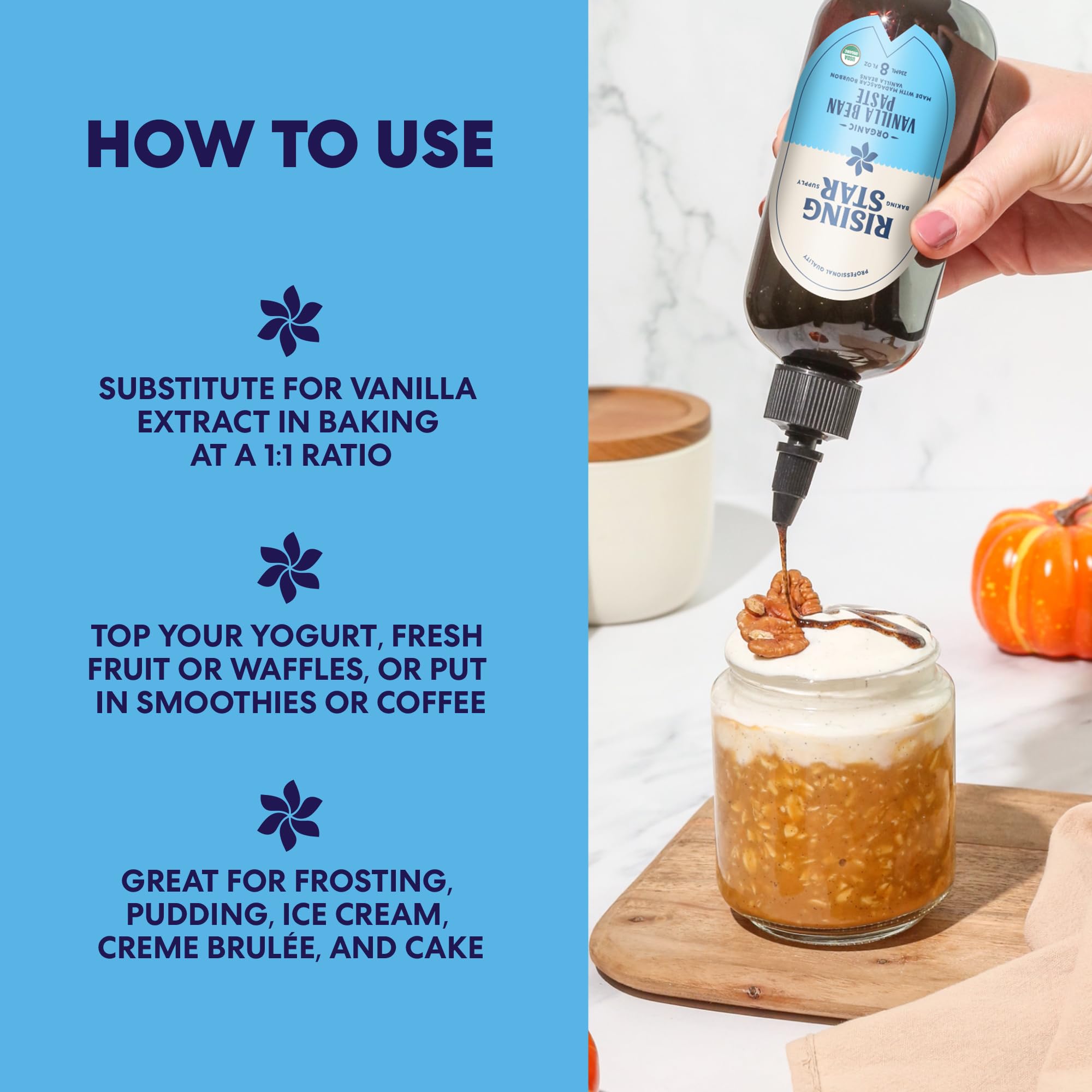 Rising Star Vanilla Paste specks visible for premium vanilla flavor.