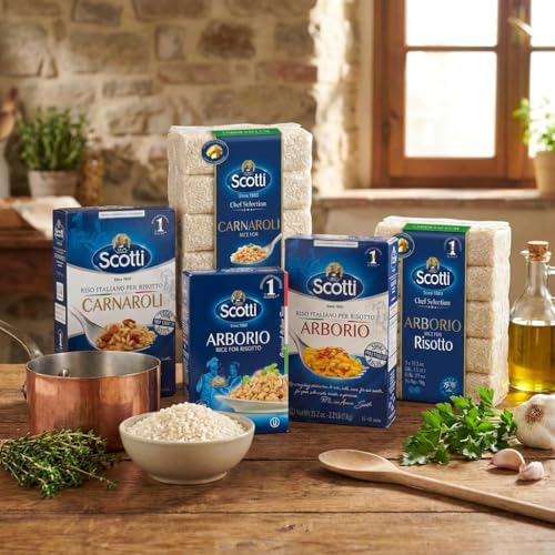 Creamy risotto plated with Riso Scotti Carnaroli