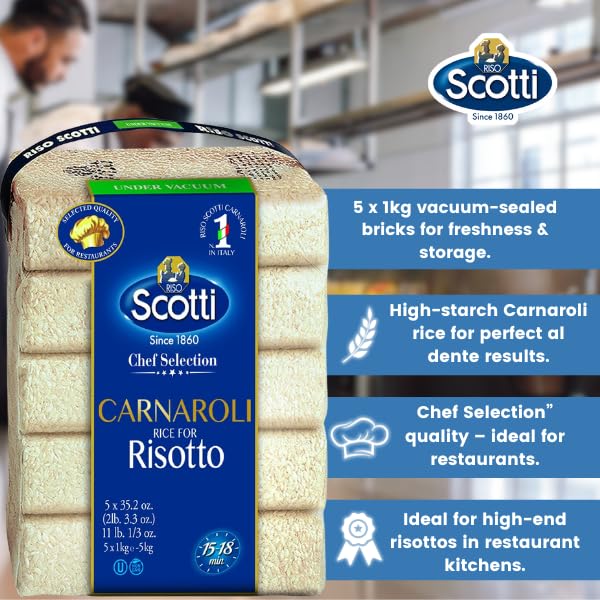Vacuum-packed Riso Scotti Carnaroli rice box preserves freshness