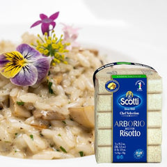 Chef Selection packaging from Riso Scotti emphasizing quality and tradition.