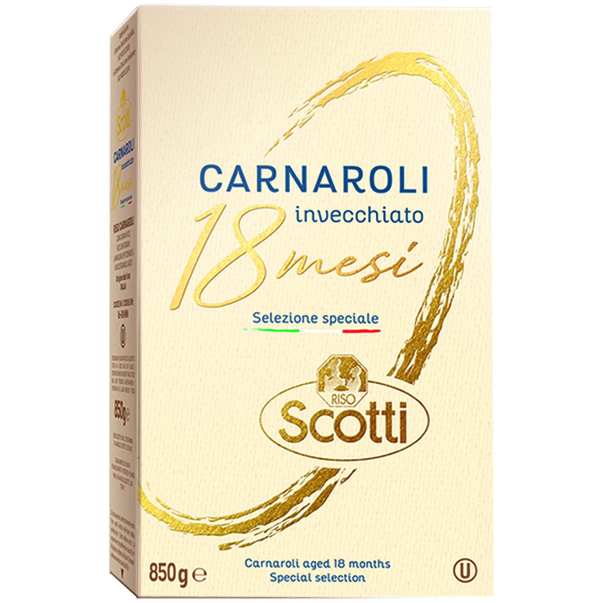 Riso Scotti premium Carnaroli rice bag ready for authentic risotto