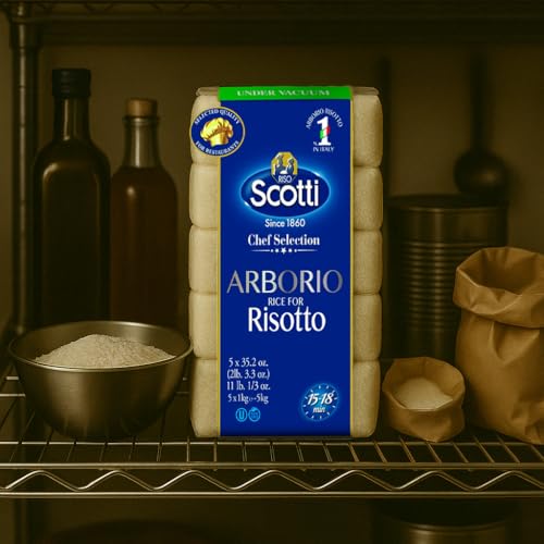 Close-up of Arborio grains highlighting creamy risotto texture possibilities.