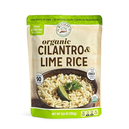 Ritika’s Global Grains Cilantro Lime Rice serving bowl highlights a ready-to-eat meal option.