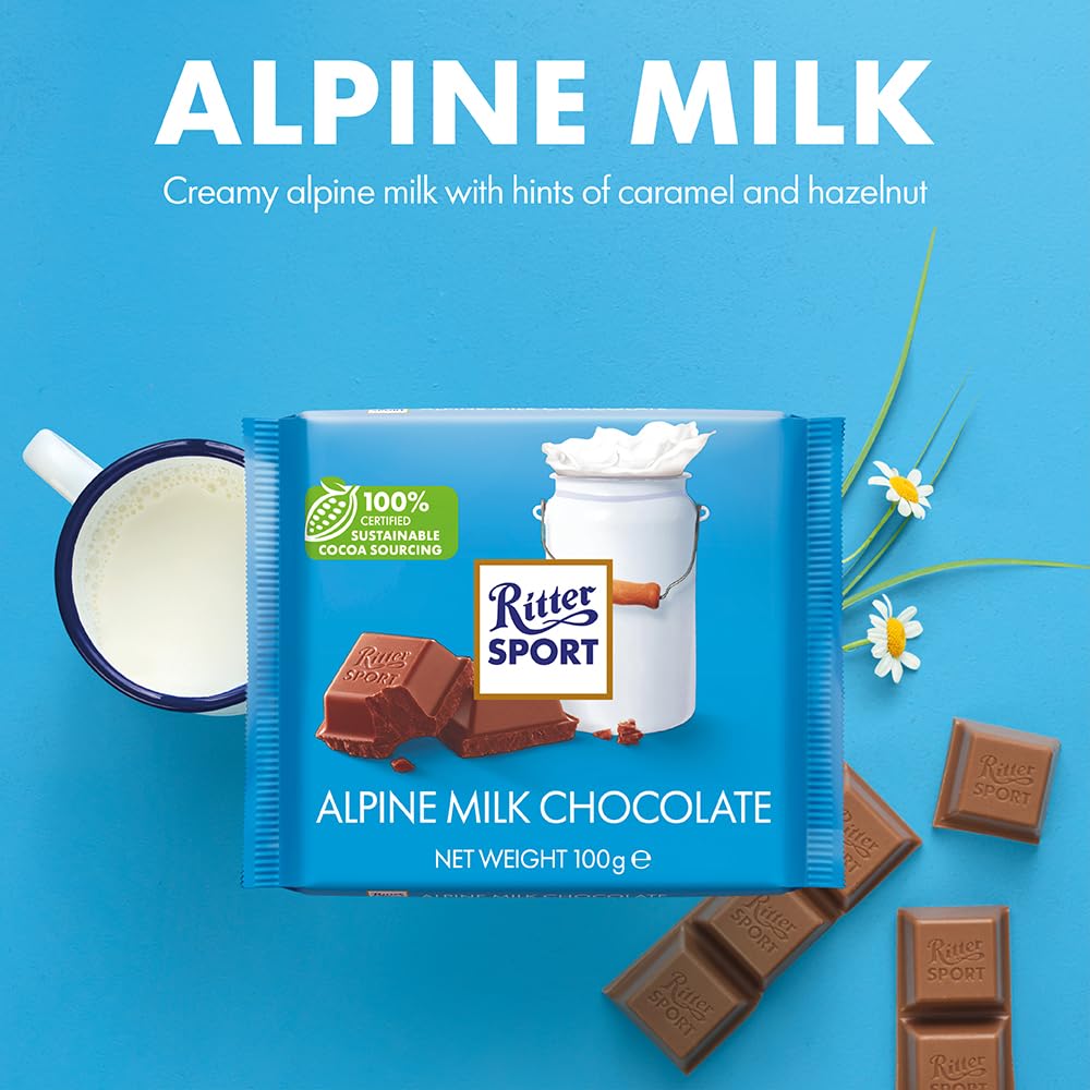 Ritter Sport Alpine Milk close-up showing creamy texture and caramel honey notes