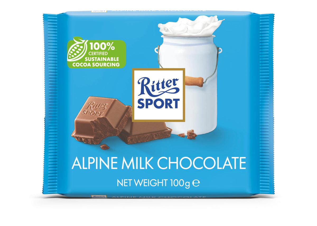 Ritter Sport Alpine Milk 3-pack display highlighting premium chocolate for gifting