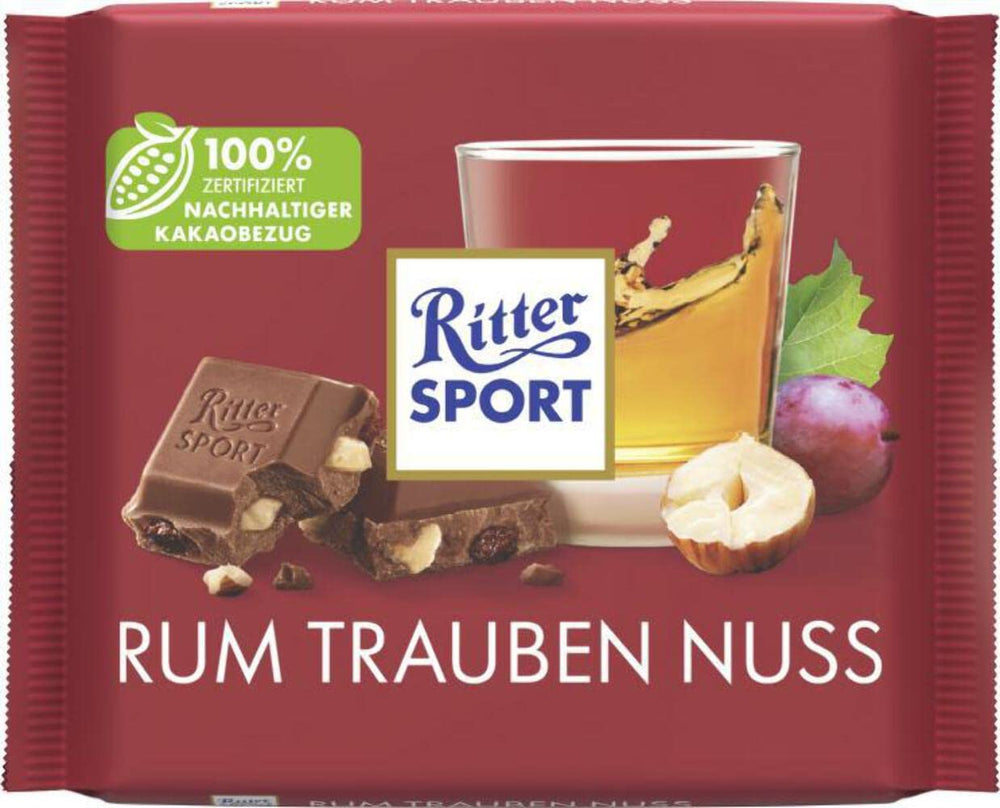 Ritter Sport chocolate gift box display inviting sharing with family.