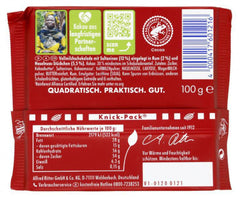 Ritter Sport chocolate squares close-up showing texture and glossy finish.