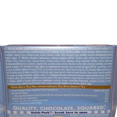 Ritter Sport Kokos coconut flakes detail emphasizes tropical flavor notes.