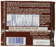 Ritter Sport Milk Chocolate Butter Biscuit close-up showing creamy texture.