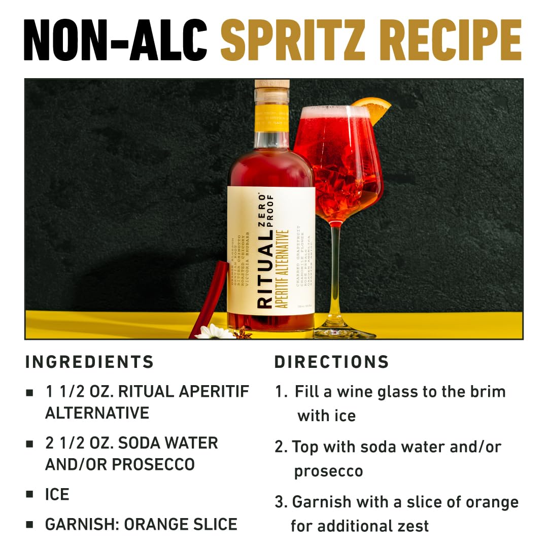 Close-up of Ritual Zero-Proof label highlighting flavor notes