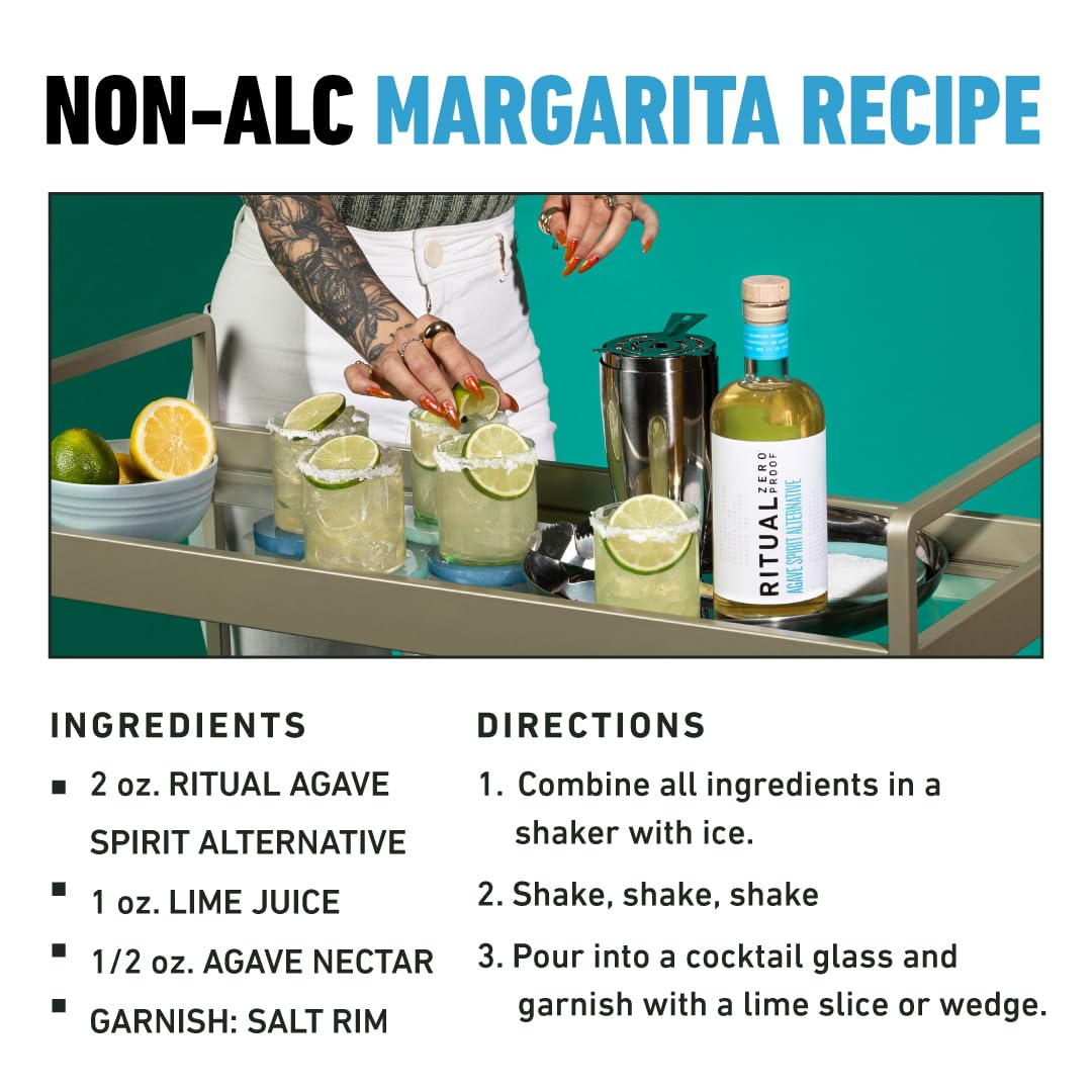 Ritual Zero-Proof cocktail setup with lime and glassware for at-home entertaining.