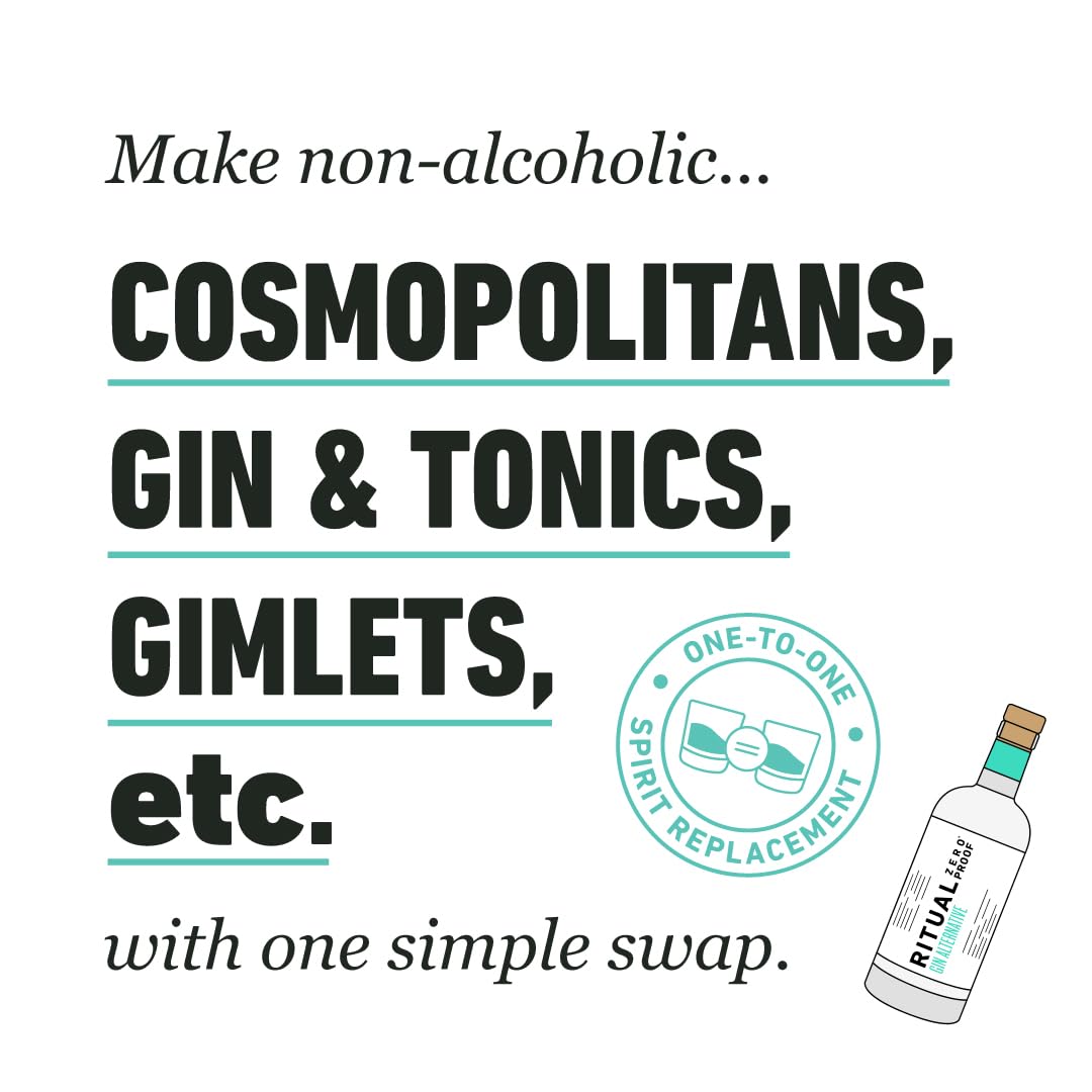Ritual Zero-Proof gin-alternative label detail highlights premium botanicals.