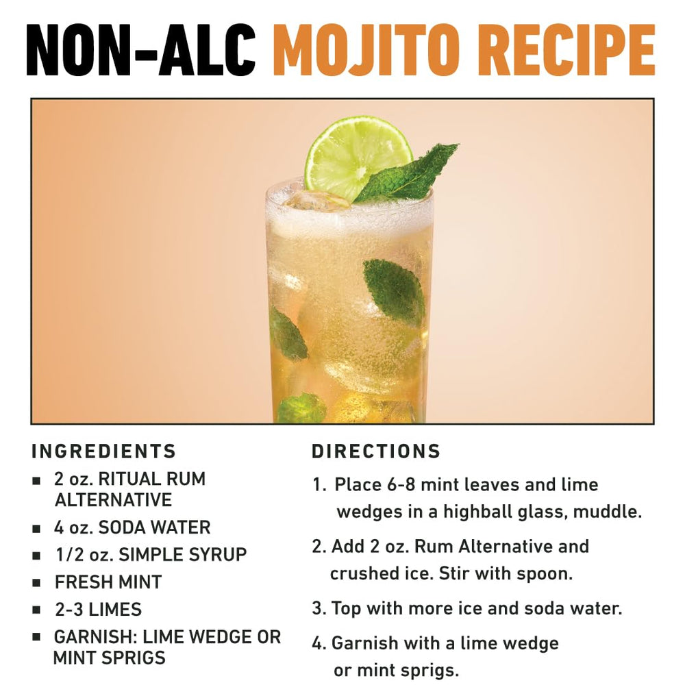 Ritual Zero-Proof Rum Alternative daiquiri glass, showcasing a low-calorie, zero-alcohol option