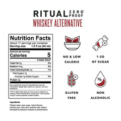 Ritual Zero-Proof whiskey being poured for mocktails.