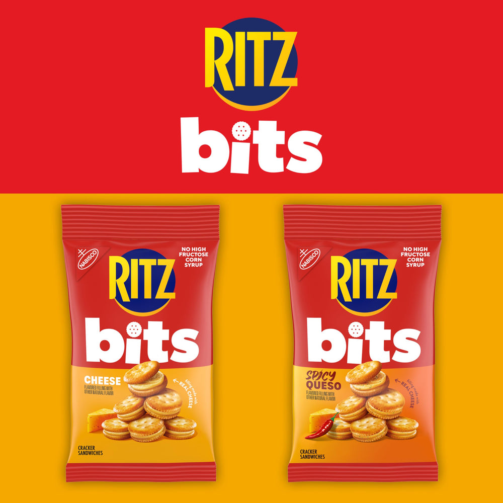 RITZ Bits cheese crackers in an office desk setup.