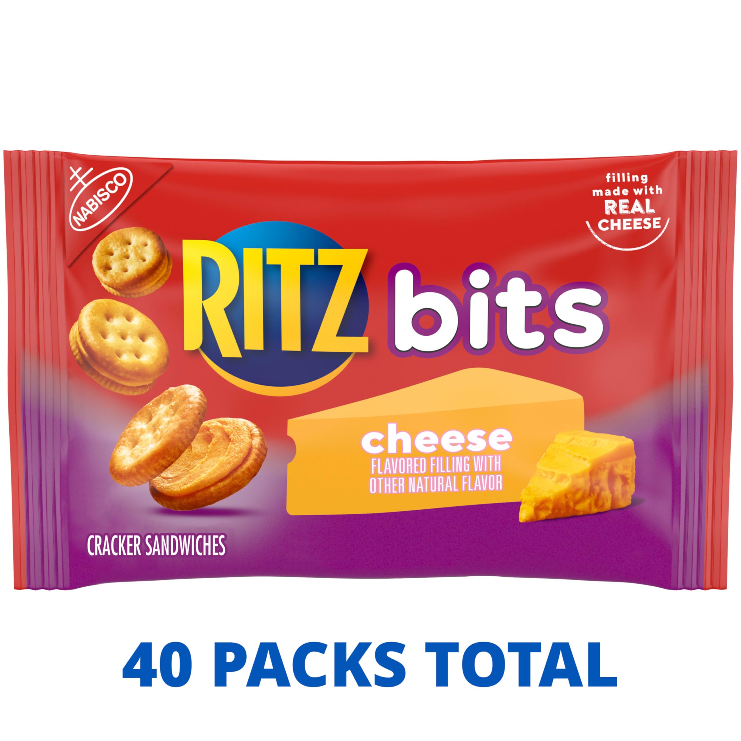 Backpack-friendly RITZ Bits Cheese Sandwich Crackers snack for on-the-go