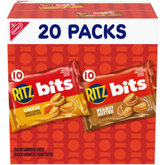 RITZ Bits Cheese Sandwich Crackers pack front view, ideal lunchbox snack.