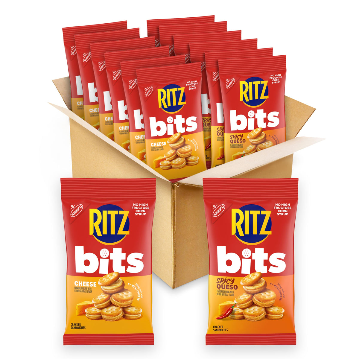 RITZ Bits Cheese sandwich crackers pack for on-the-go snacking.
