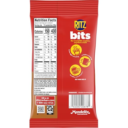 Tiny crackers show bite-sized texture perfect for quick snacks, RITZ Bits.
