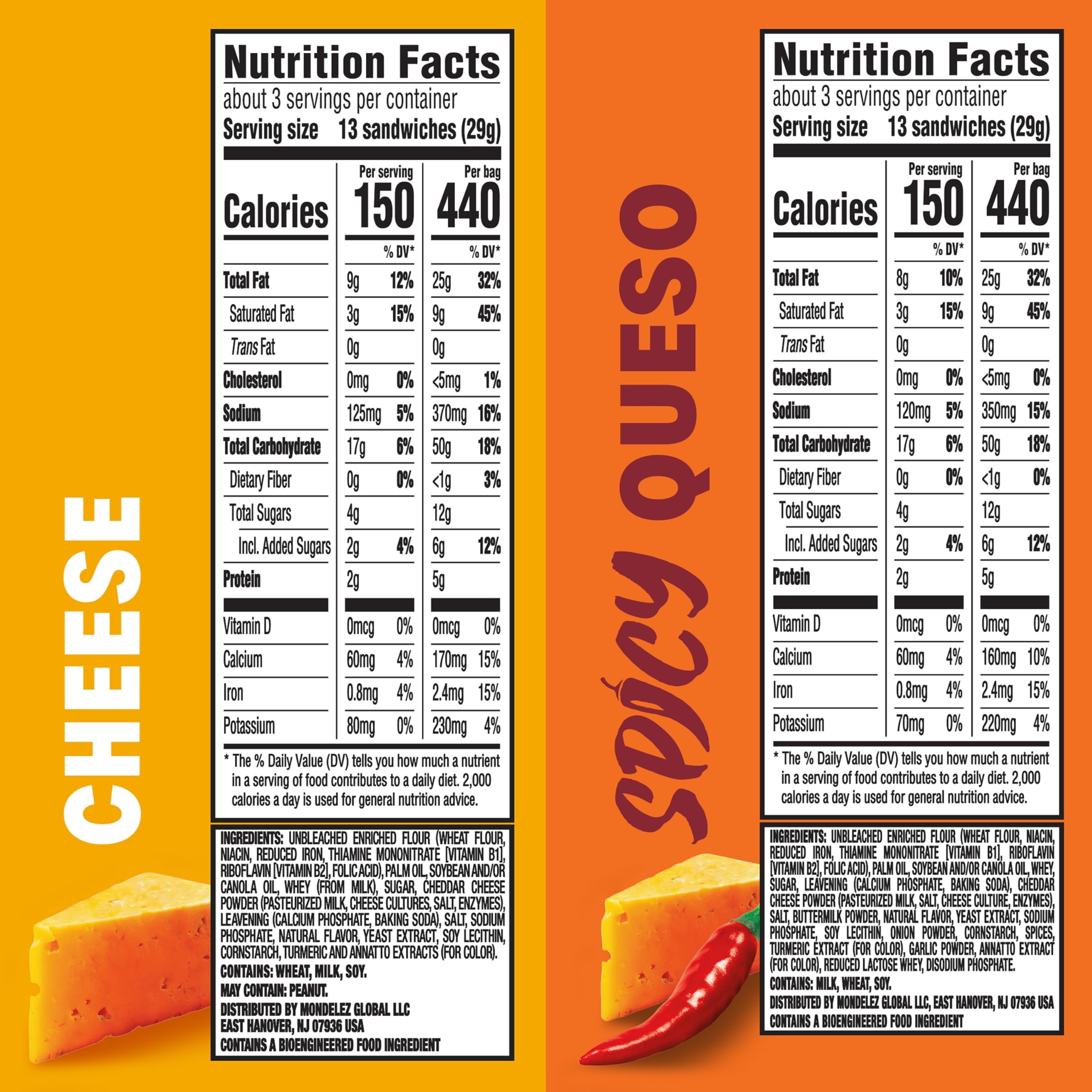 RITZ Bits Spicy Queso sandwich crackers pack with bold flavor.