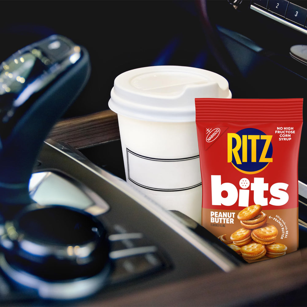 Creamy peanut butter contrasts with flaky crackers for a satisfying crunch.