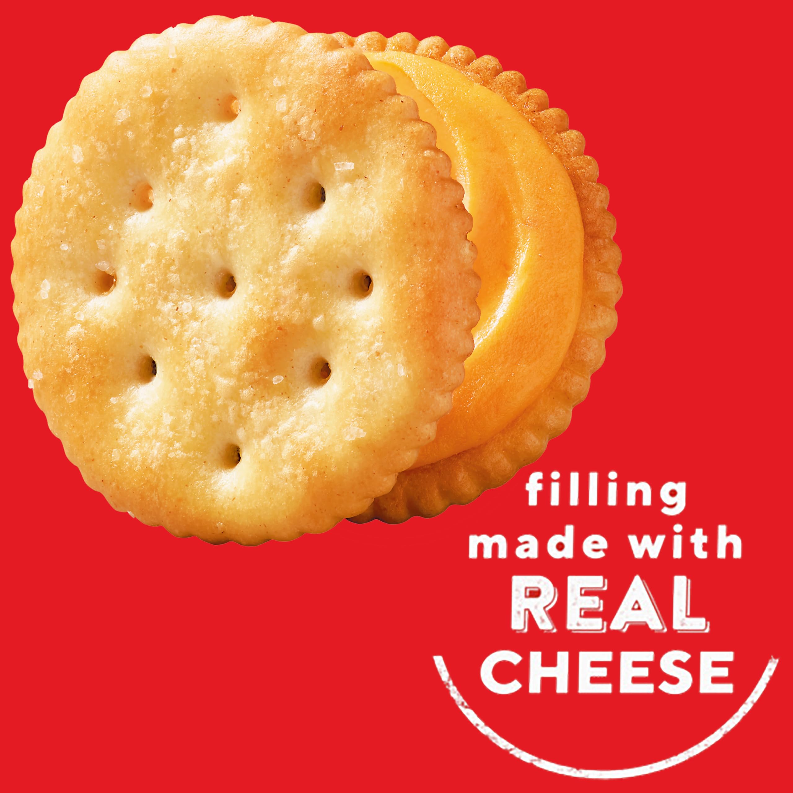 RITZ Cheese Sandwich Crackers kid snack time featuring creamy filling and crunchy texture.