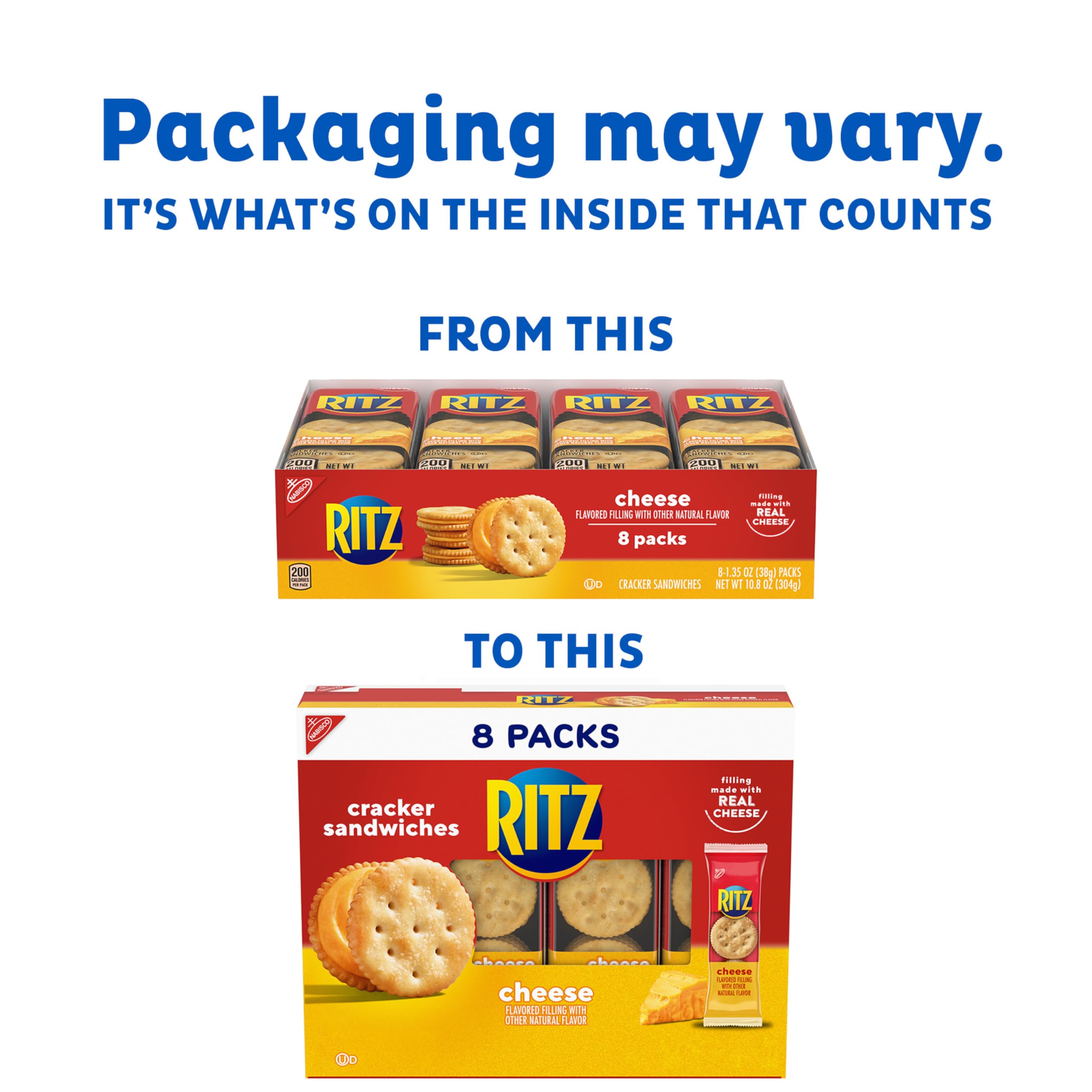 RITZ Cheese Sandwich Crackers office snack on desk highlighting quick, satisfying break.