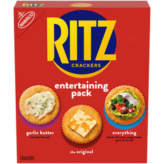 RITZ Entertaining Pack Original Sleeve shows buttery crackers for quick snacking