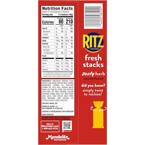 RITZ Fresh Stacks Zesty Herb Crackers arranged on a cheese board