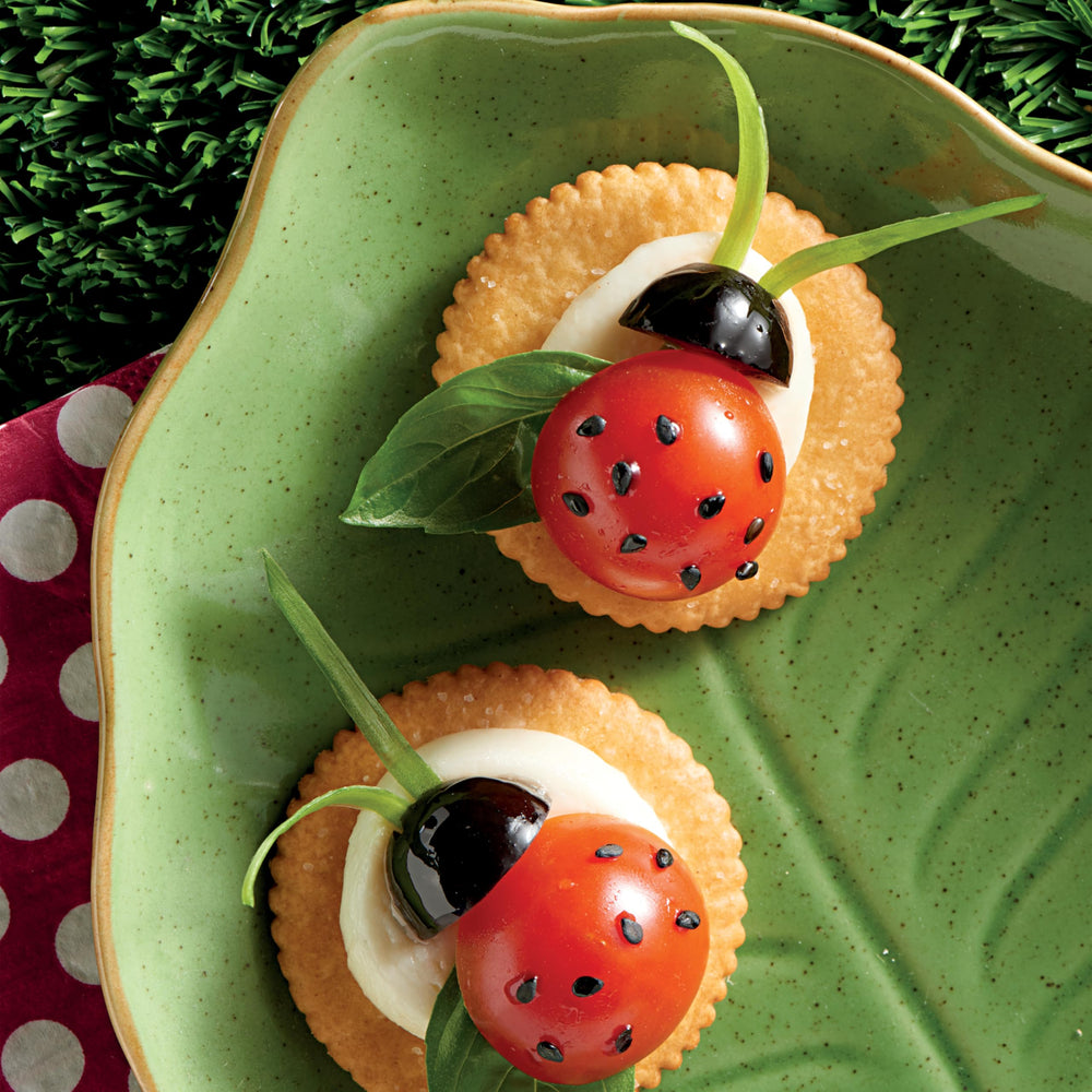Picnic setup with Ritz crackers and portable serving options