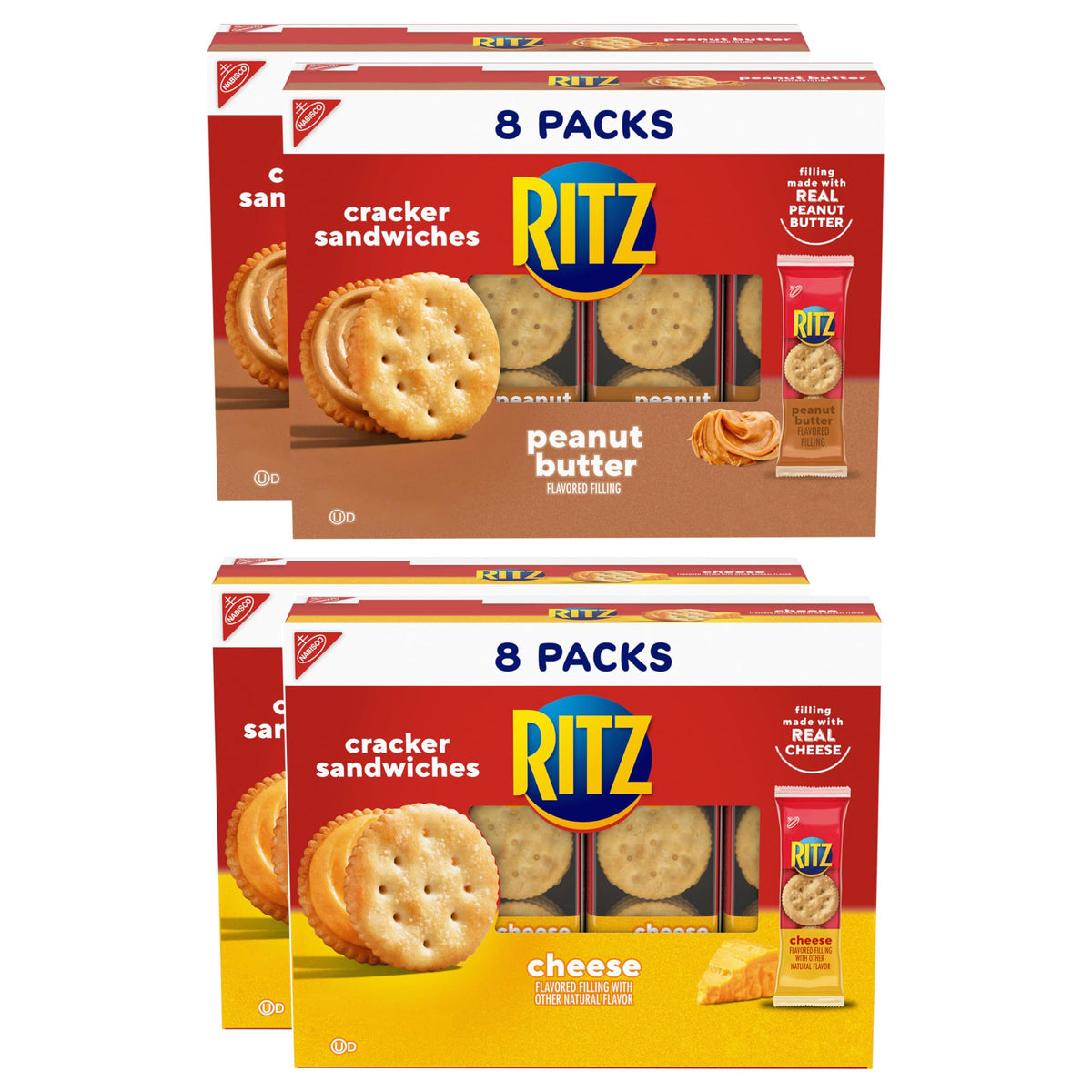 RITZ Peanut Butter Sandwich Crackers pack, portable and ideal for lunch boxes.