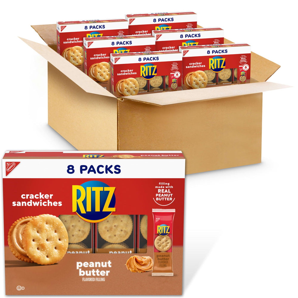 RITZ Peanut Butter Sandwich Crackers packaging showing six boxes for pantry storage
