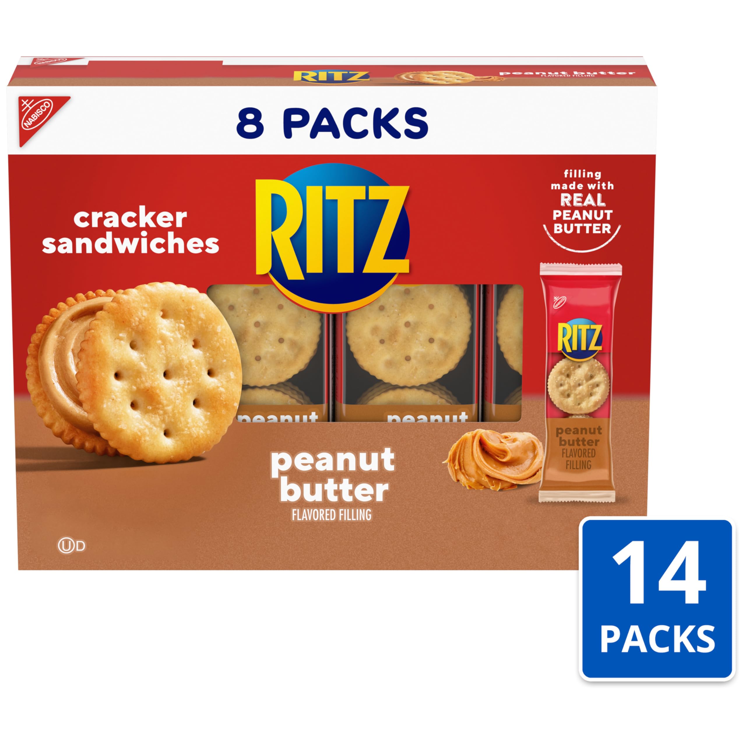 Two RITZ cracker sandwiches stacked to highlight filling.