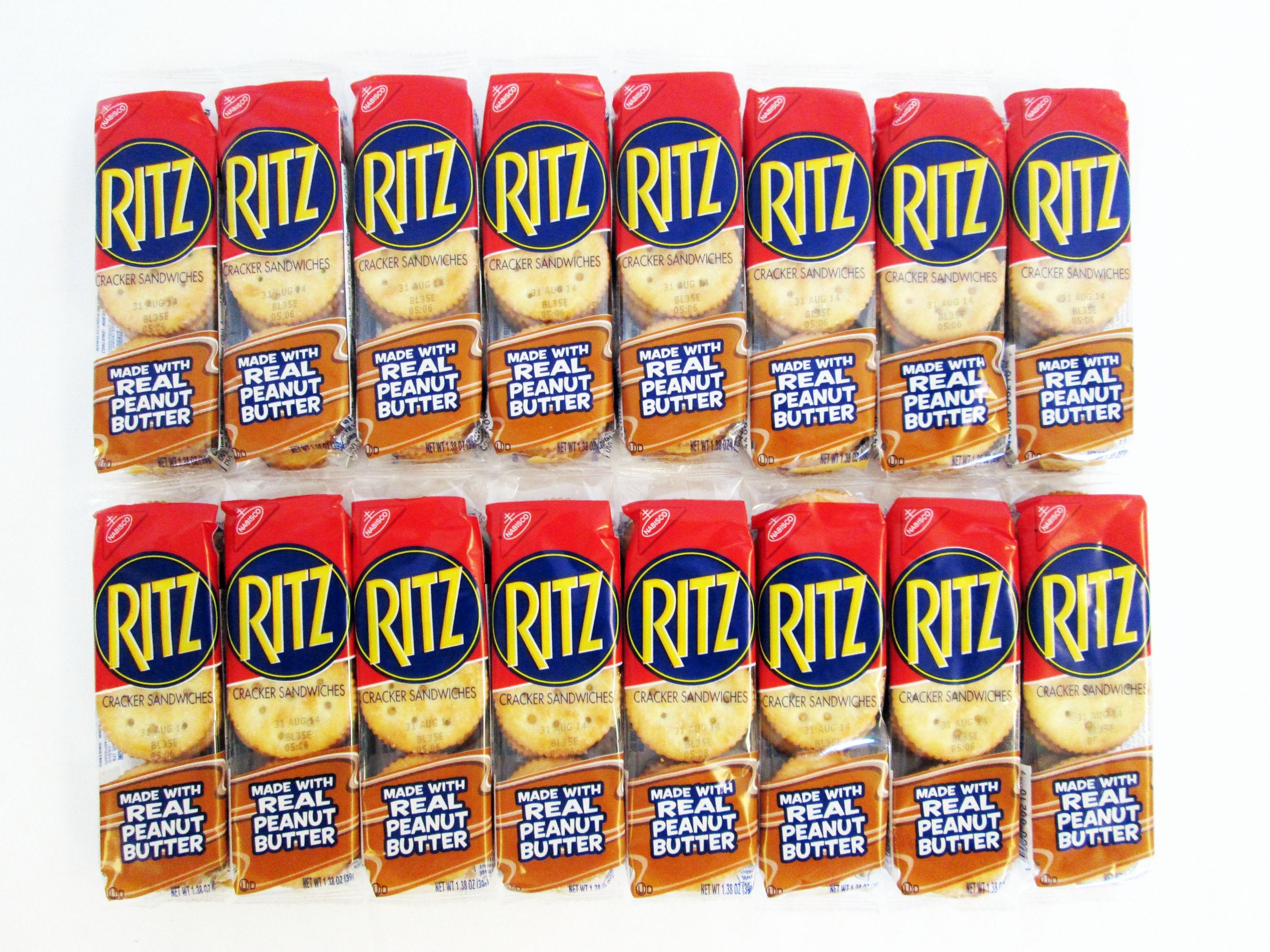 Ritz Cracker Sandwiches front view highlights real peanut butter for on-the-go snacking.