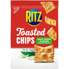 RITZ Sour Cream and Onion Toasted Chips bag ready for sharing