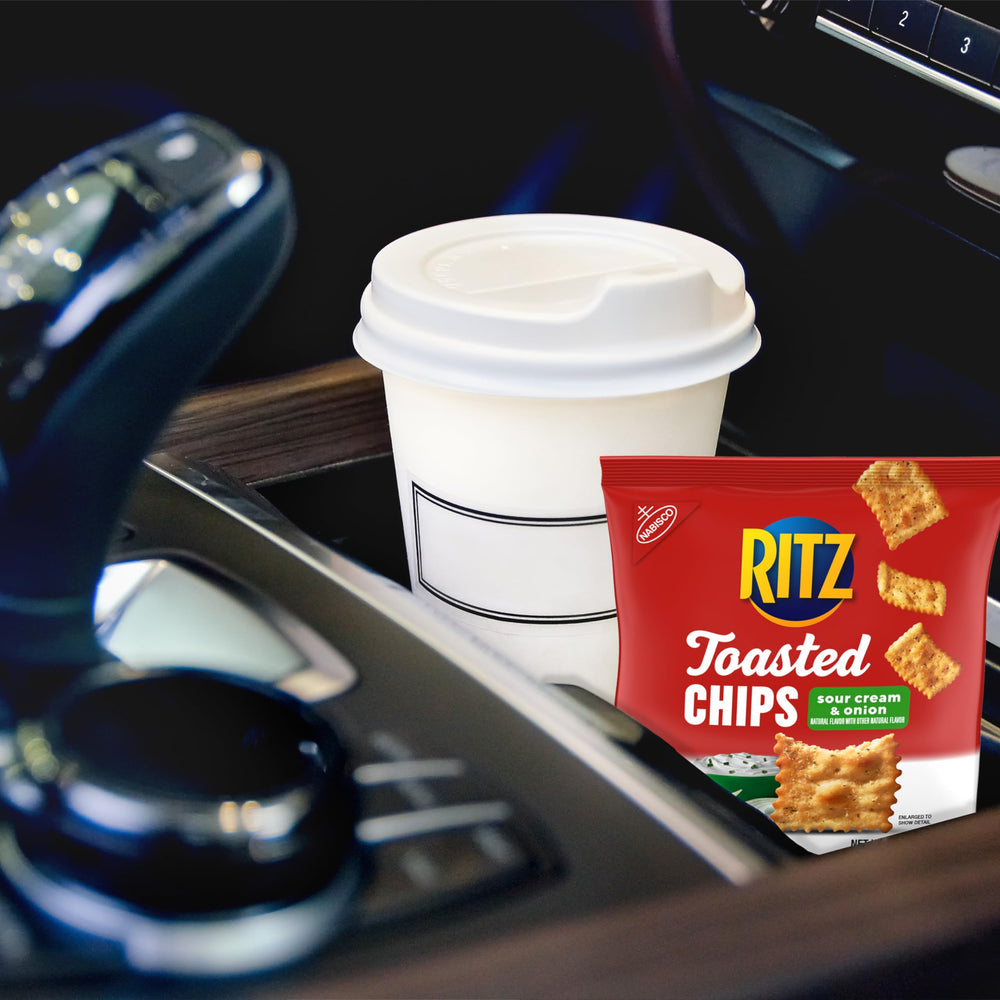 RITZ Toasted Chips Sour Cream and Onion bags opened.