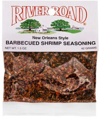 River Road New Orleans Style BBQ Shrimp Seasoning packet for quick, gluten-free shrimp dinners.