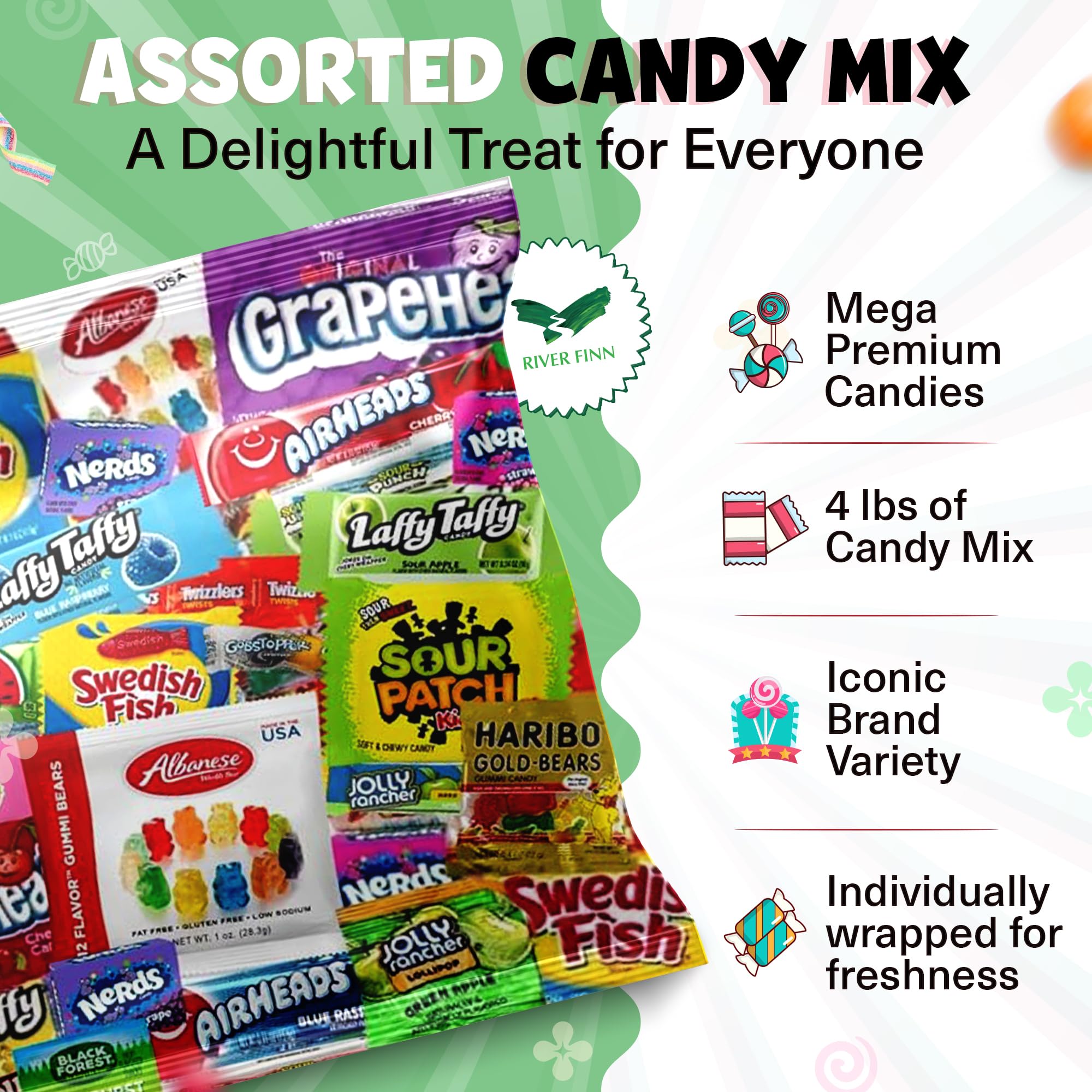 RiverFinn mini wrapped candies assortment, convenient event snack