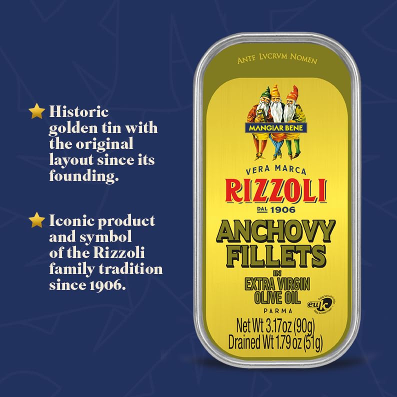 Rizzoli anchovy fillets topping a pizza adds savory umami.