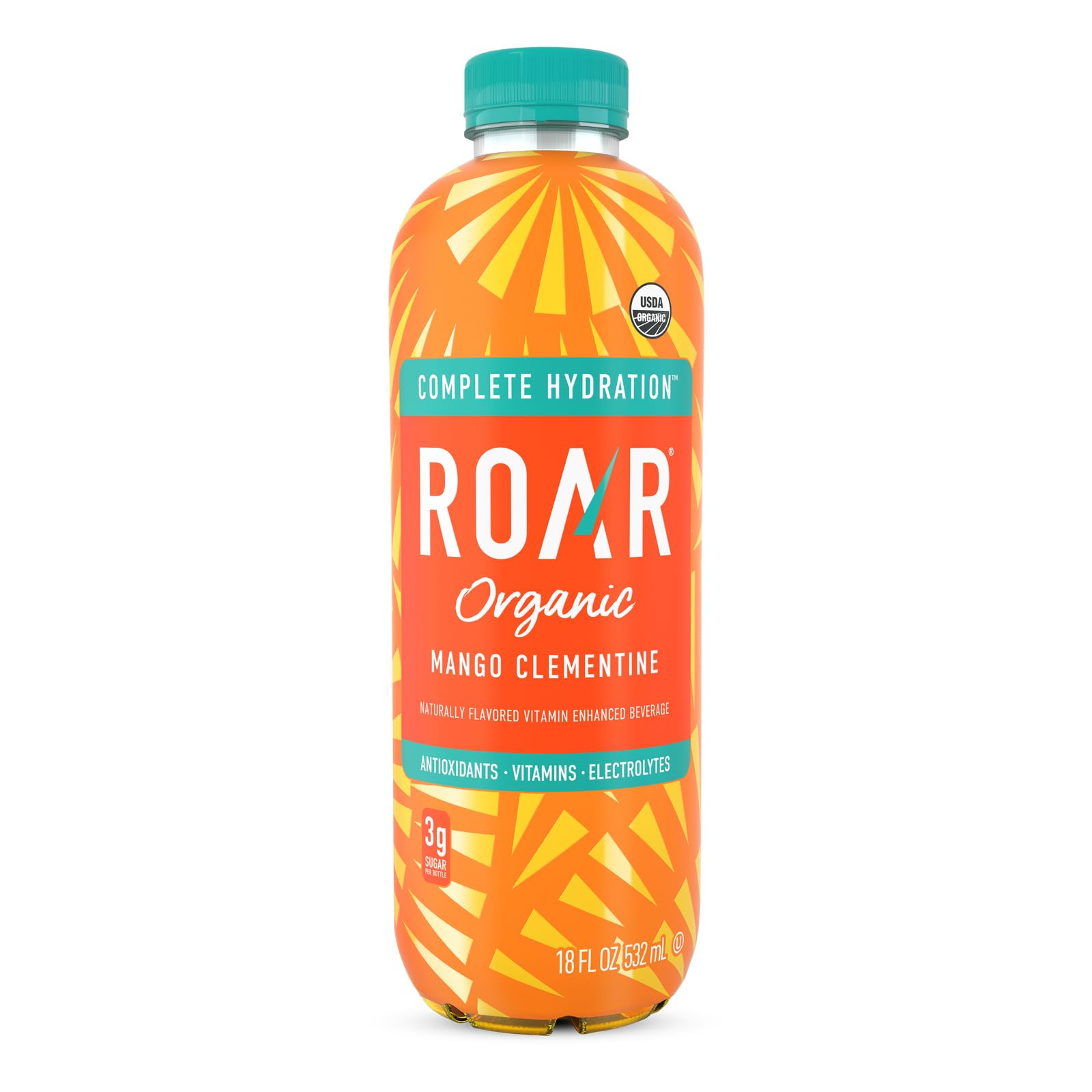 ROAR Complete Hydration Cucumber Watermelon bottle, cool, low-sugar option for hot days.
