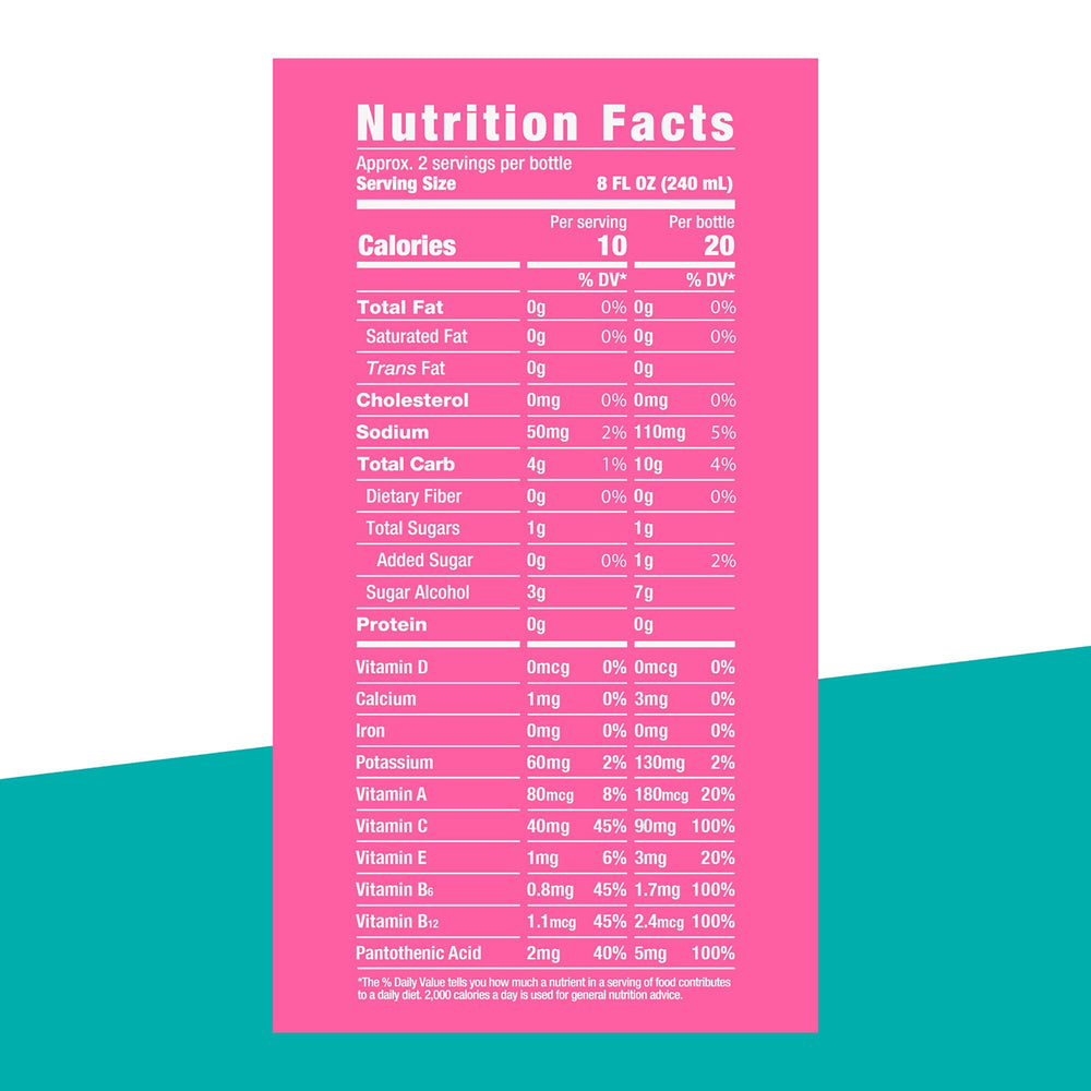 ROAR Complete Hydration ingredients panel highlights electrolytes and vitamins for daily nourishment