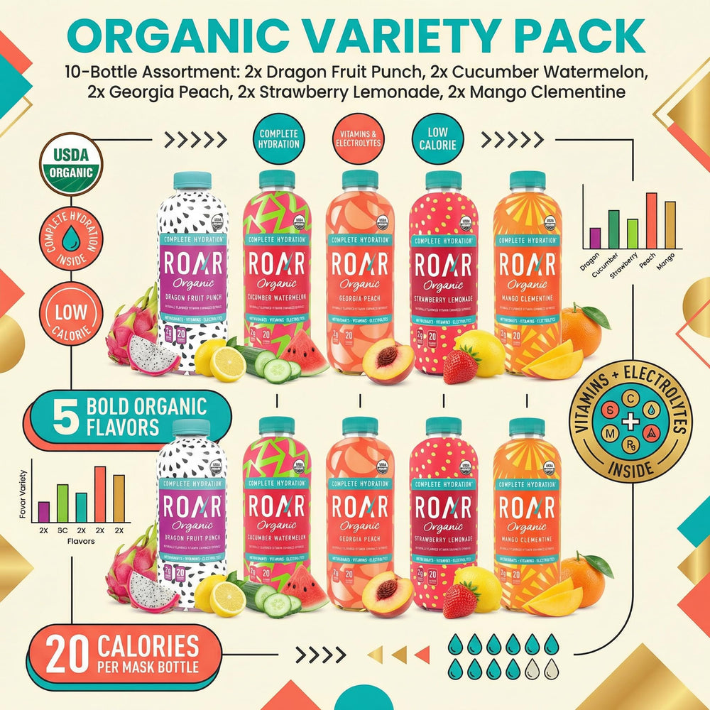 ROAR Organic Dragon Fruit Punch bottle with bold fruit notes for workouts and celebrations