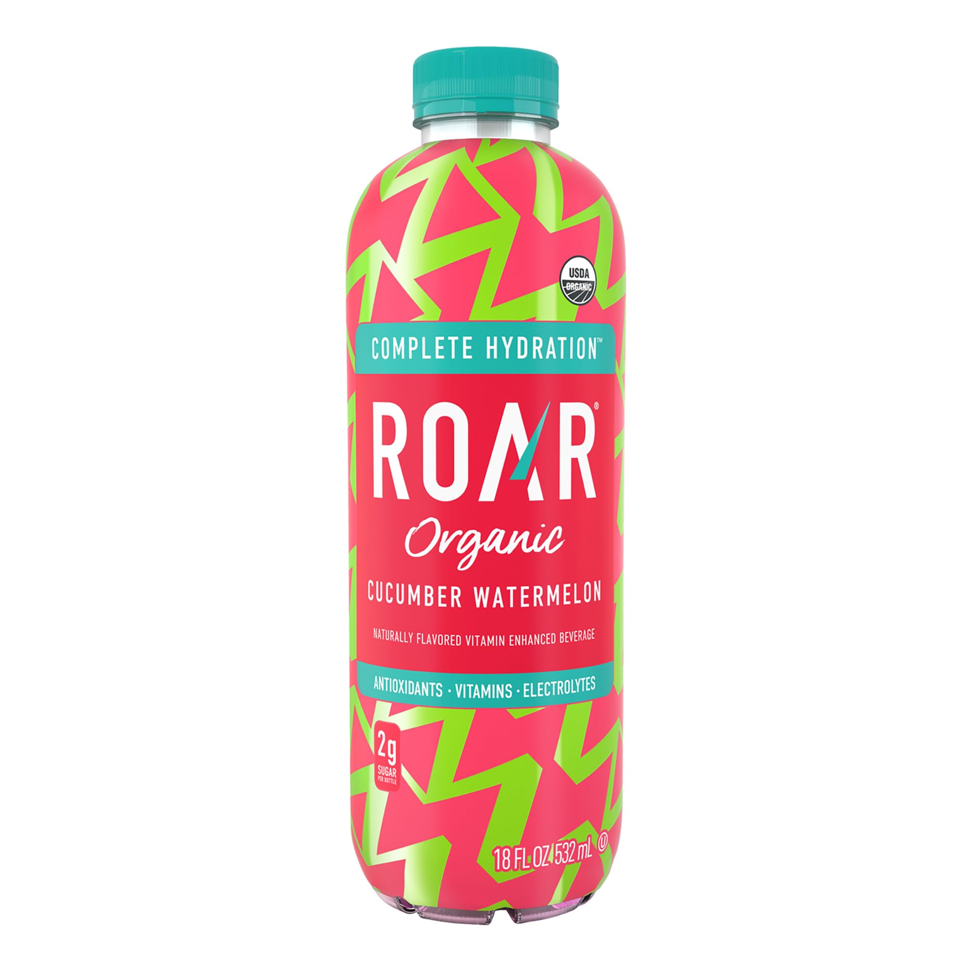 ROAR Organic Electrolyte Infusions cucumber watermelon close-up of vibrant liquid and aroma