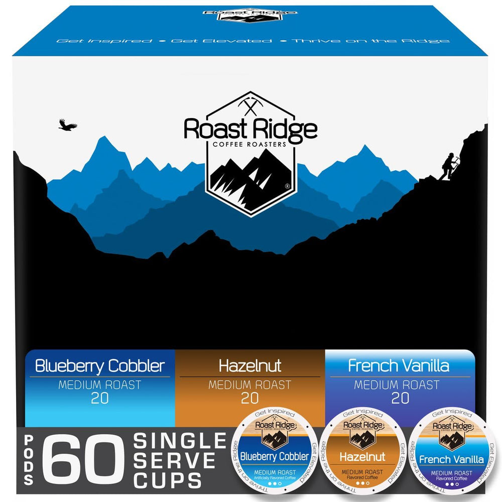 Roast Ridge Blueberry Cobbler K-Cup pod on a kitchen counter for quick mornings