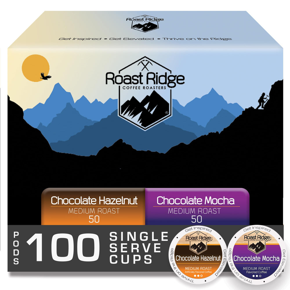 Roast Ridge Chocolate Mocha pods pack highlighting rich flavor infusion.