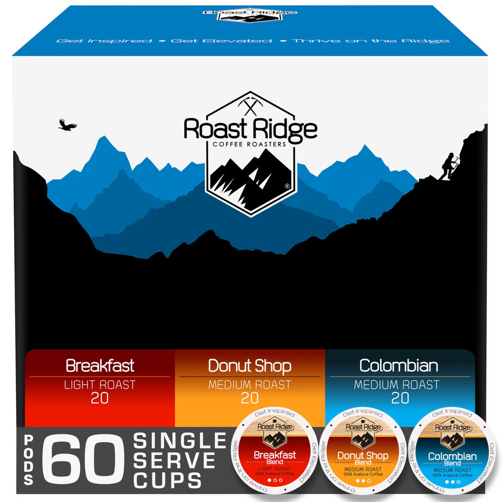 Roast Ridge Donut Shop K-Cup pod with floral notes and smooth chocolate finish.