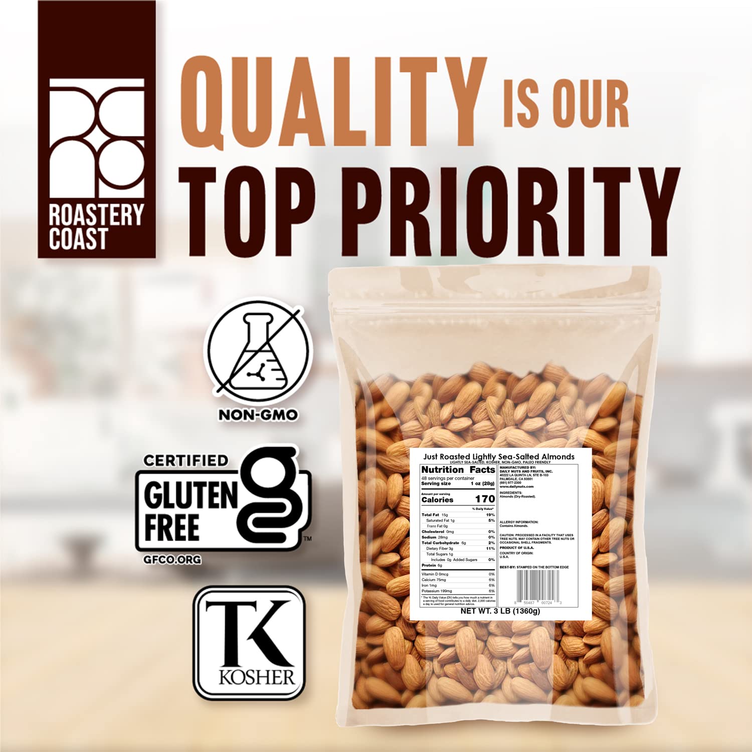 Roastery Coast bulk almonds snack – keto-friendly energy bite.
